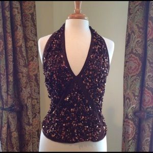Marciano-brown sequined halter top. Brand new